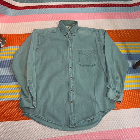 L. L. Bean Green Button Down Shirt Men’s Size Large Tall - Picture 1 of 3